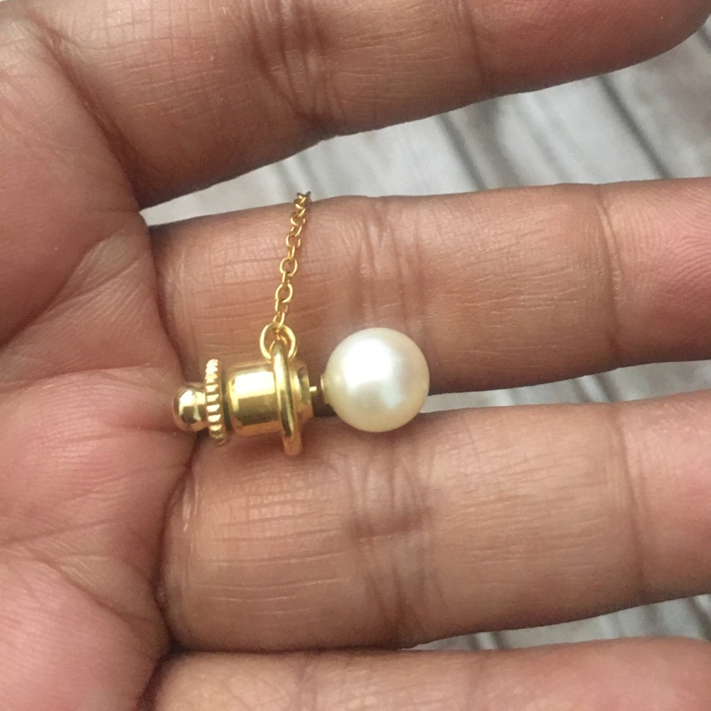 18K White Akoya Pearl Tie Tack